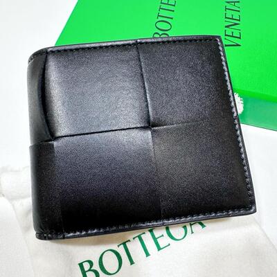 BV Mens Cassette Bi-Fold Wallet with Coin Black