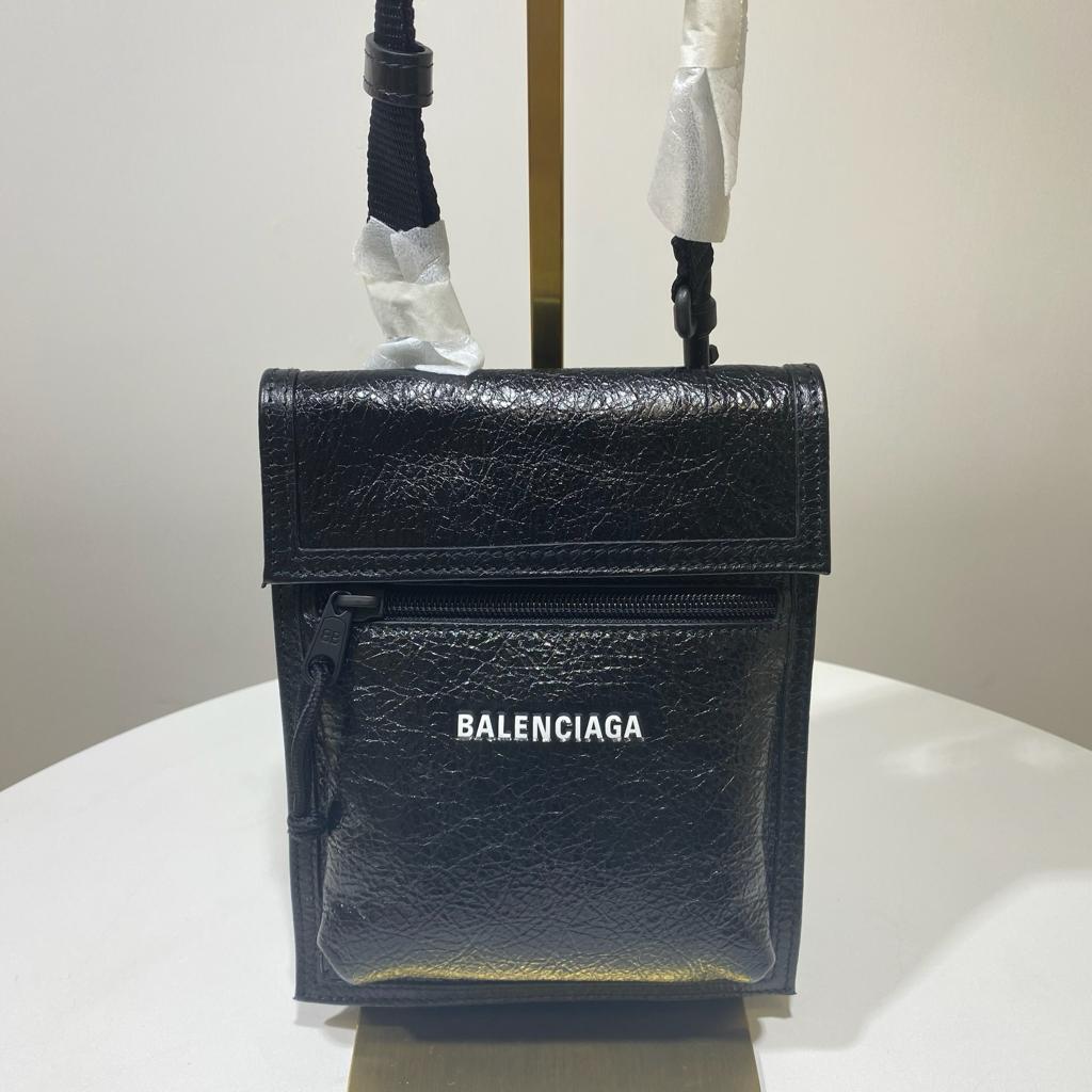 Balenciaga Explorer Pouch Lamb Black Thick Strap