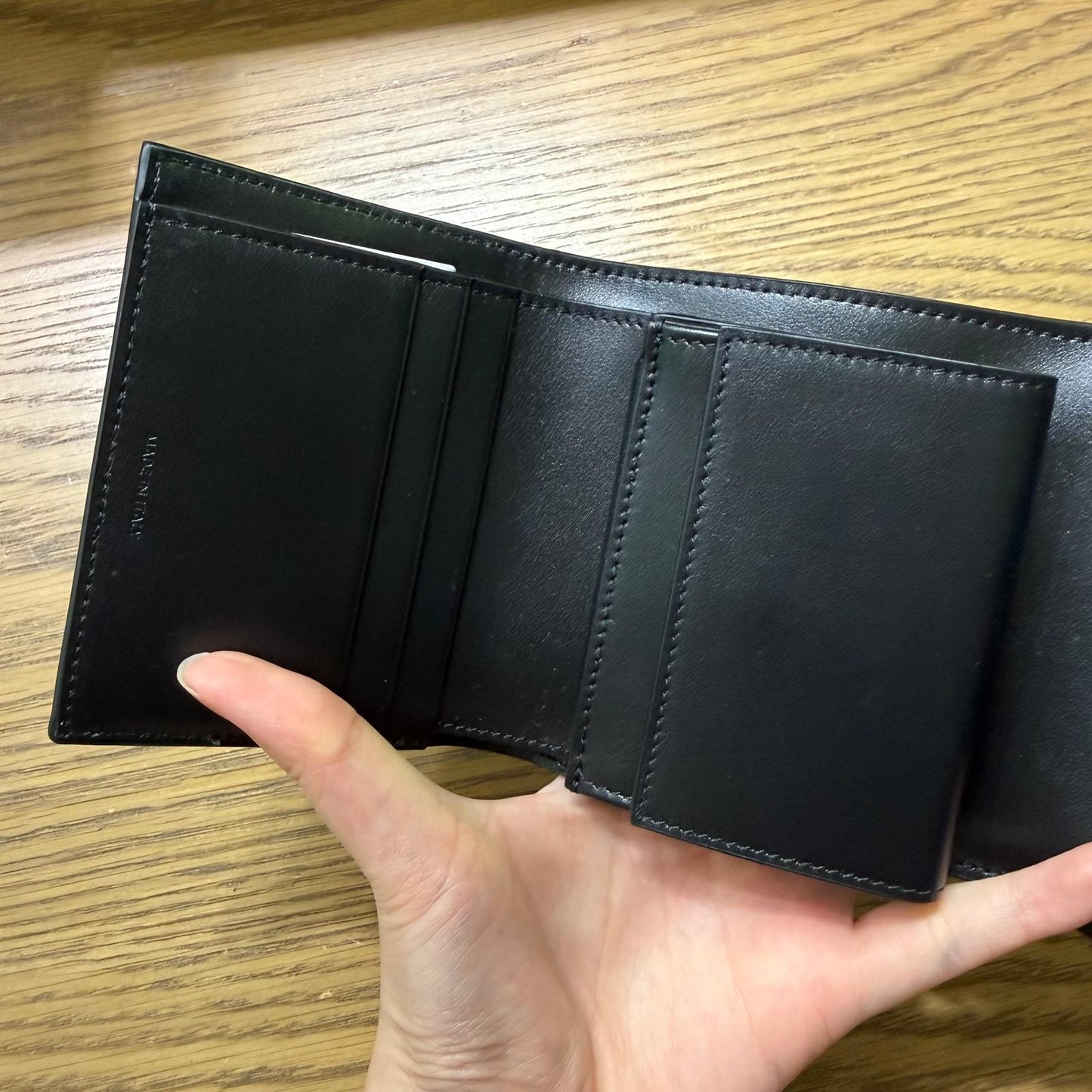 Celine Small Trifold Wallet Black Grained Calfskin