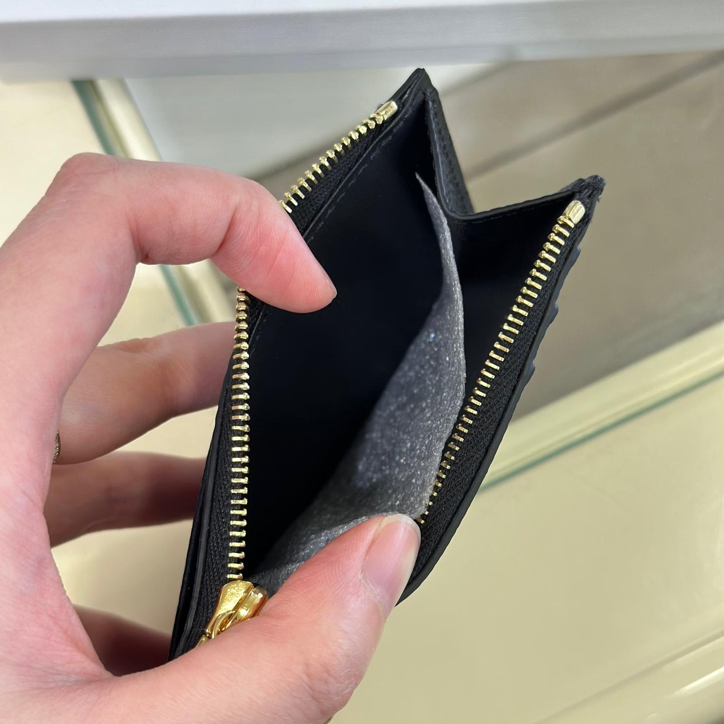 Celine Zipped Cardholder Black Gold
