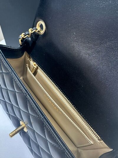 Chanel Classic Flap Bag Black Gold Lamb 金球 20cm