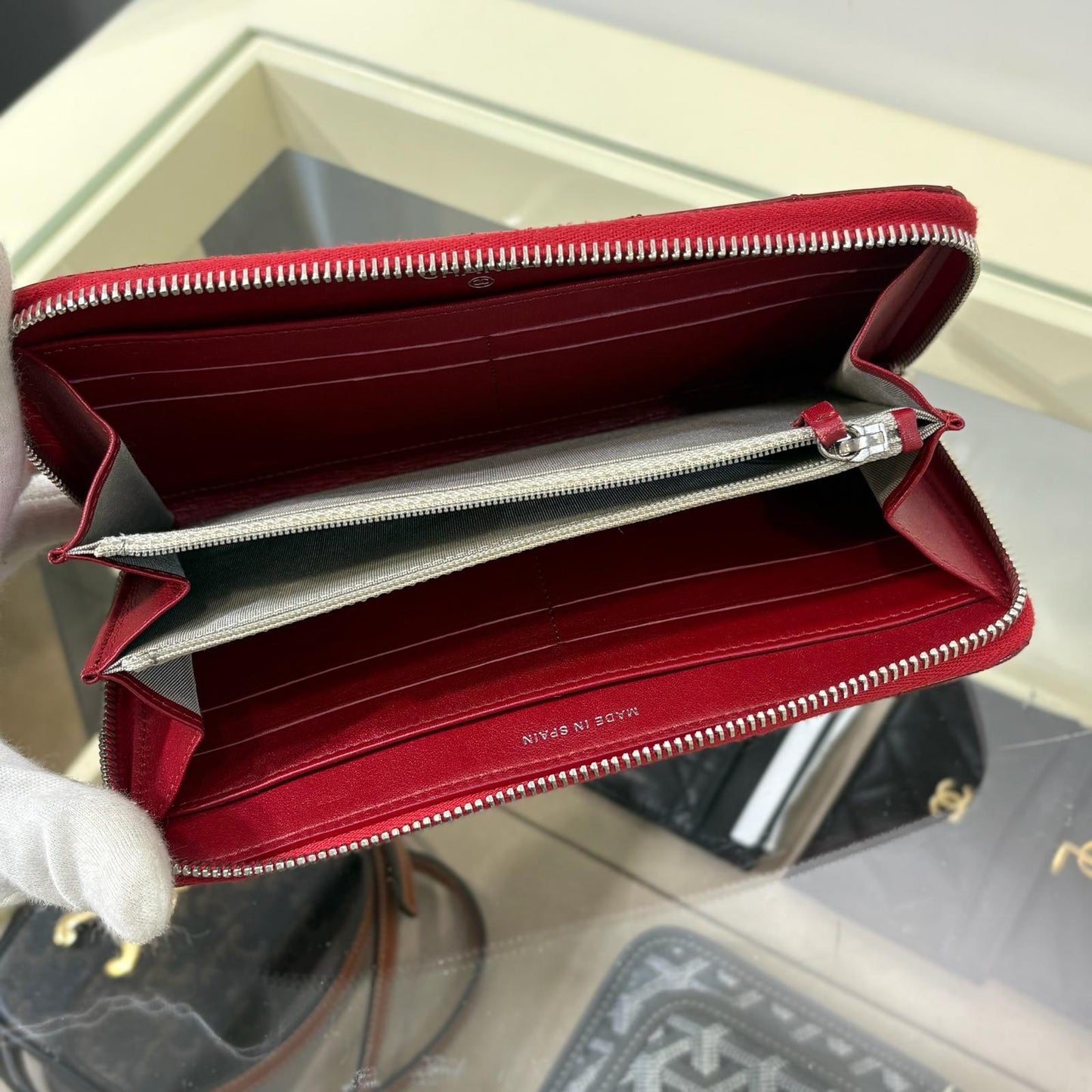 Chanel Long Zipped Wallet Red Patent Leather (A)