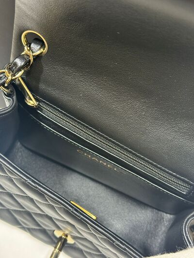 Chanel Mini Square Flap Bag Black Gold 17cm