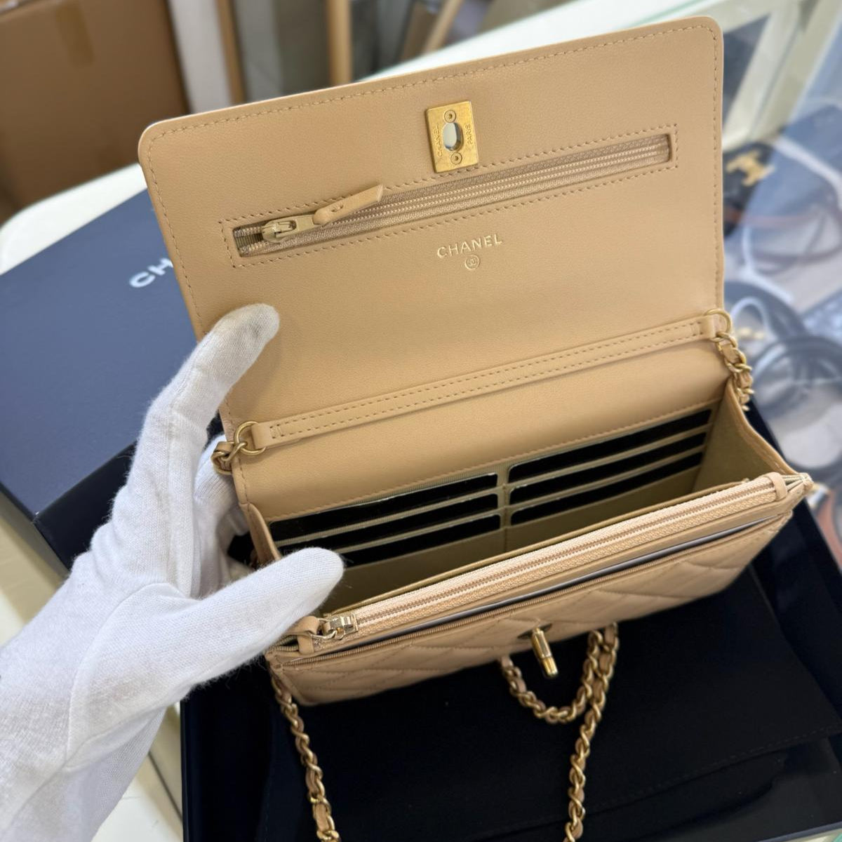 Chanel Wallet On Chain WOC Gold Ball Nude (A)