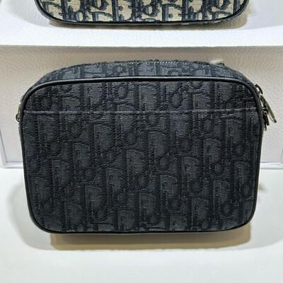 Dior Mens Mini Safari Bag With Strap Oblique Black