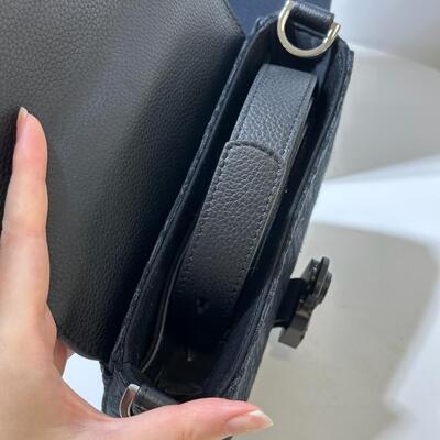 Dior Mens Mini Saddle Messenger Bag with Flap Oblique Black