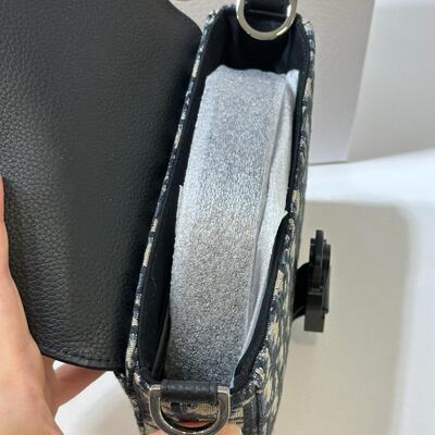 Dior Mens Mini Saddle Messenger Bag with Flap Oblique Blue