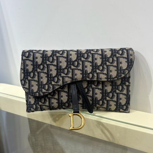 Dior Wallet On Chain Oblique Blue (A)