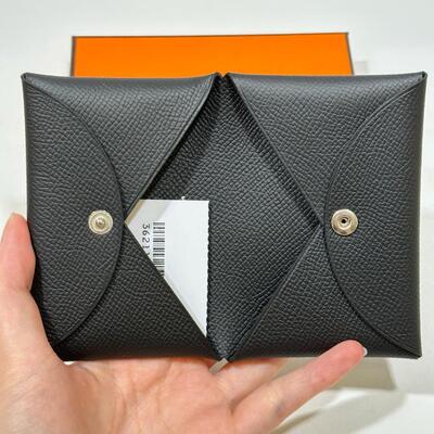Hermes Calvi Card Holder Epsom Calf Black