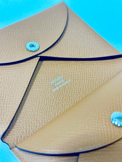 Hermes Calvi Duo Card Holder Epsom Calf Gold