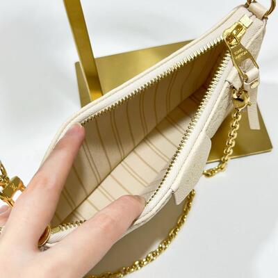 LV Easy Pouch On Strap Monogram Leather Cream