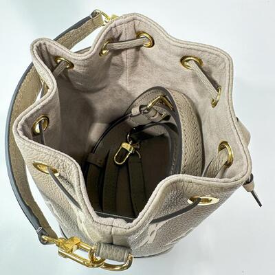 LV Nano Noe Monogram Leather Grey Cream