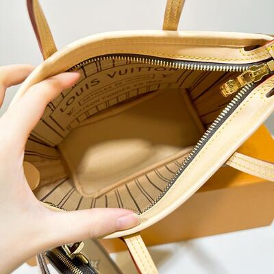 LV Neverfull BB Bag Monogram Canvas Beige