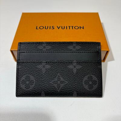 LV Double Card Holder Canvas Black