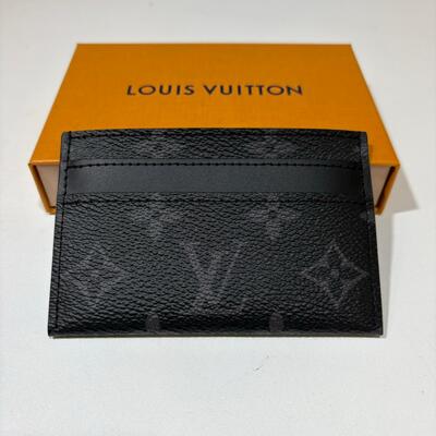 LV Double Card Holder Canvas Black