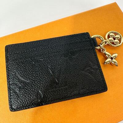 LV Charms Card Holder Monogram Leather Black