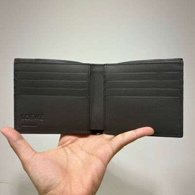 Loewe Mens Puzzle Bifold Wallet In Calfskin Dark Grey