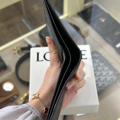 Loewe Mens Puzzle Bifold Wallet In Grained Calfskin Black