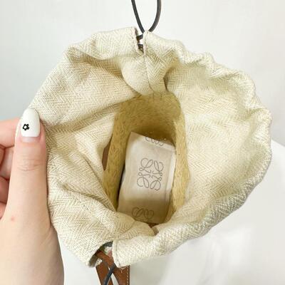 Loewe Square Pocket In Iraca Palm And Calfskin