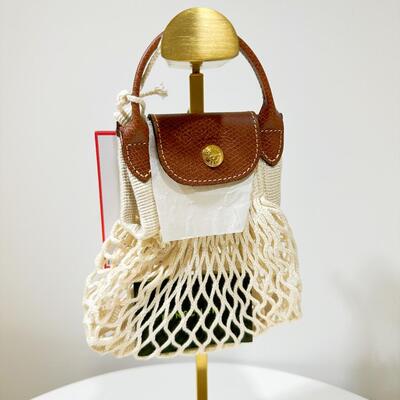 Longchamp Le Pliage Filet XS Mesh Bag White