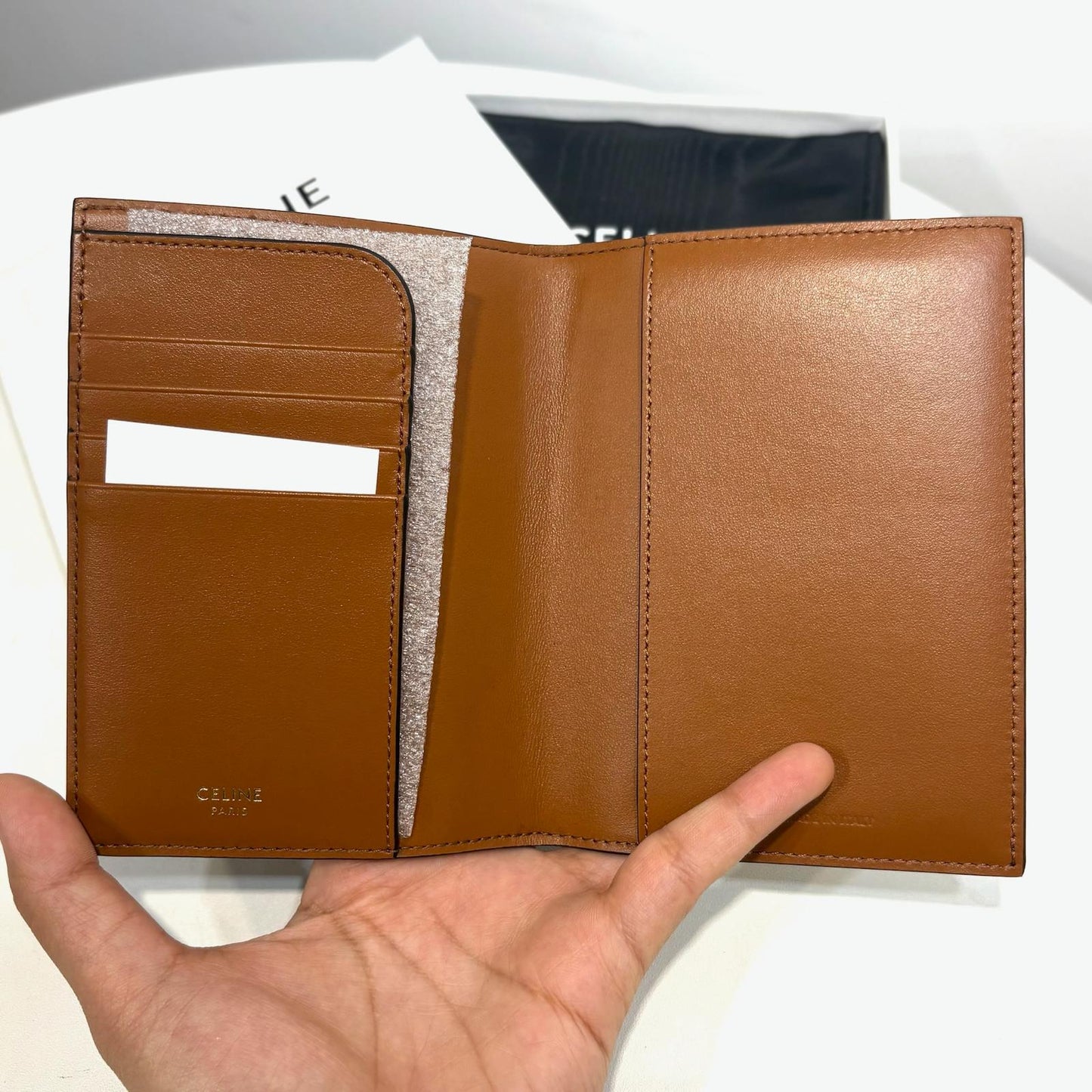 Celine Passport Case Canvas Tan