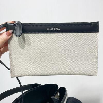 Balenciaga Navy Cabas Small Black White