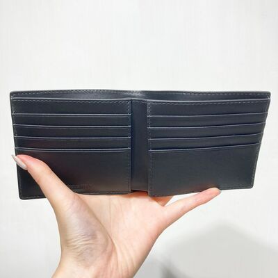 Burberry Mens Check Bifold Wallet Black