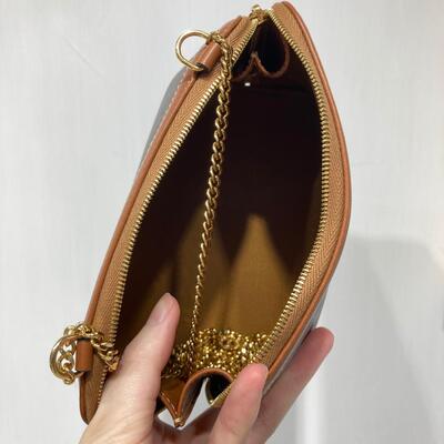 Celine Clutch On Chain Canvas Tan