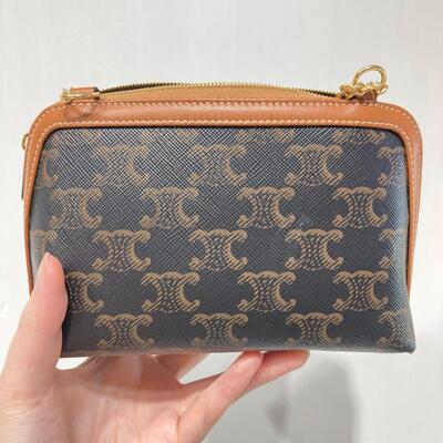 Celine Clutch On Chain Canvas Tan