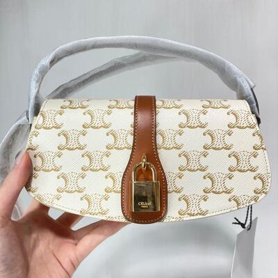 Celine Clutch On Strap Canvas White