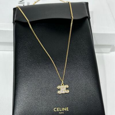 Celine Rhinestone Necklace Gold