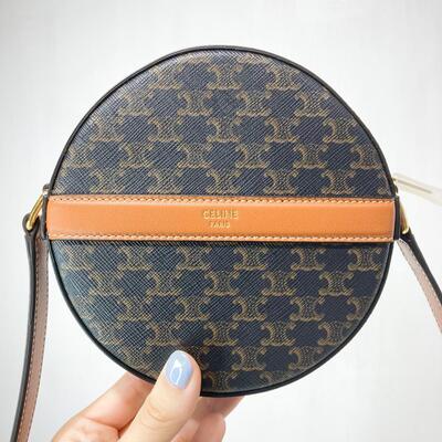 Celine Round Purse Canvas Tan