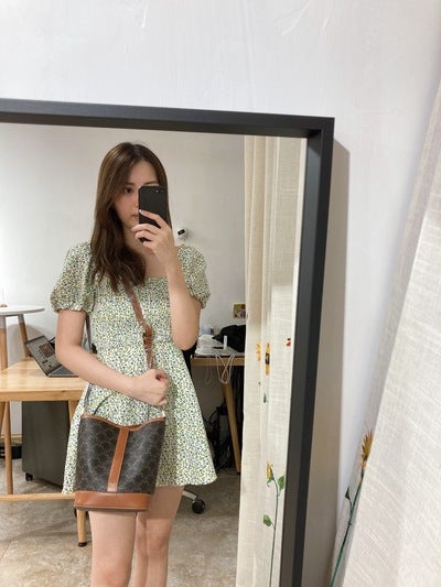 Celine Small Bucket Canvas Tan