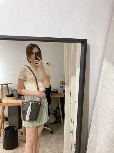 Celine Small Drawstring Canvas Tan