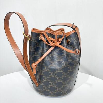 Celine Small Drawstring Canvas Tan