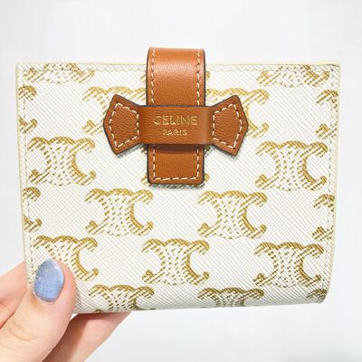 Celine Small Strap Wallet Canvas White