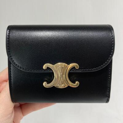 Celine Small Triomphe Wallet Black