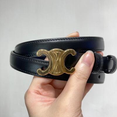 Celine Triomphe Belt Small 1.8cm Black