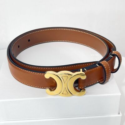 Celine Triomphe Belt Medium 2.5cm Tan