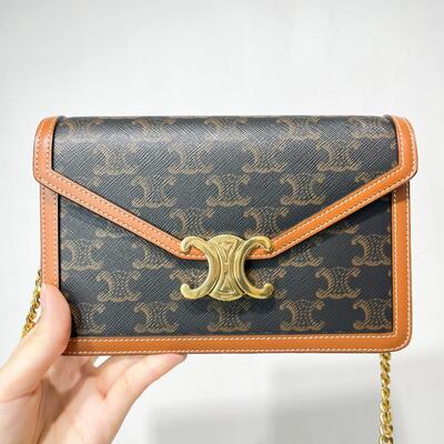 Celine Wallet On Chain In Triomphe Canvas (Large Triomphe)