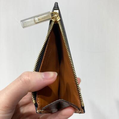 Celine Zipped Cardholder Canvas Tan Gold