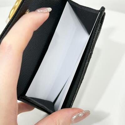Chanel Boy Flap Cardholder Cow Black Gold