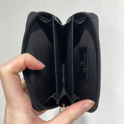 Chanel Boy Zip Coinholder Black Lamb Gold