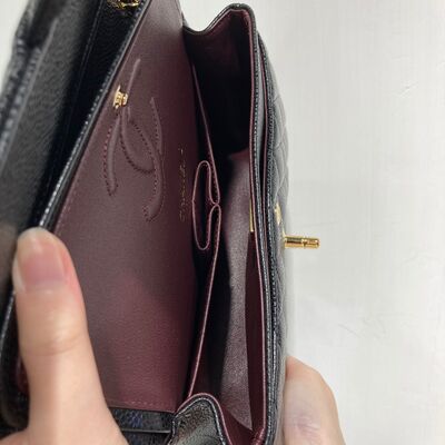 Chanel Classic CC Bag 23cm Black Gold Cow