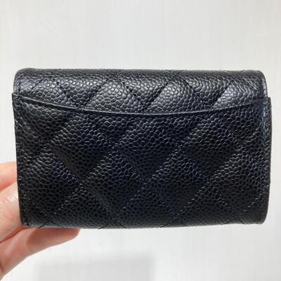 Chanel Classic Cardholder Cow Black Silver