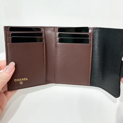 Chanel Classic Flap Cardholder Cow Black Gold