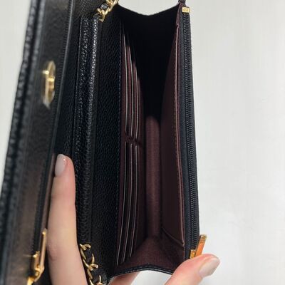 Chanel Classic Wallet On Chain Cow Black Gold