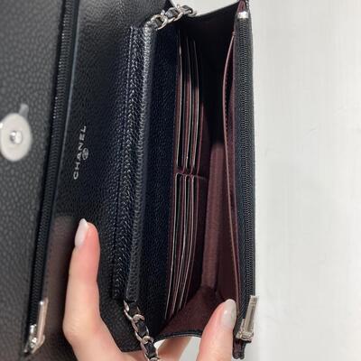 Chanel Classic Wallet On Chain Cow Black Silver