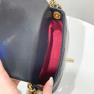 Chanel Mini Flap Bag Black Gold Coin Calfskin