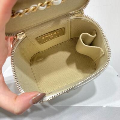 Chanel Small Vanity with Chain White Lamb